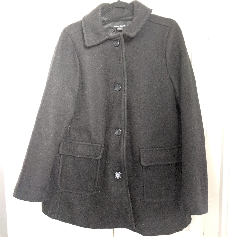 SOLD American Apparel Wool Pea Coat (M, Black)